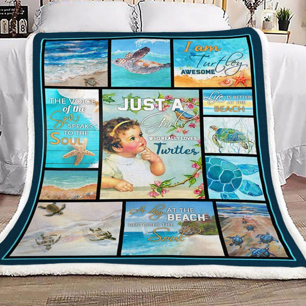 I Freaking Love Turtles Sherpa Fleece Blanket