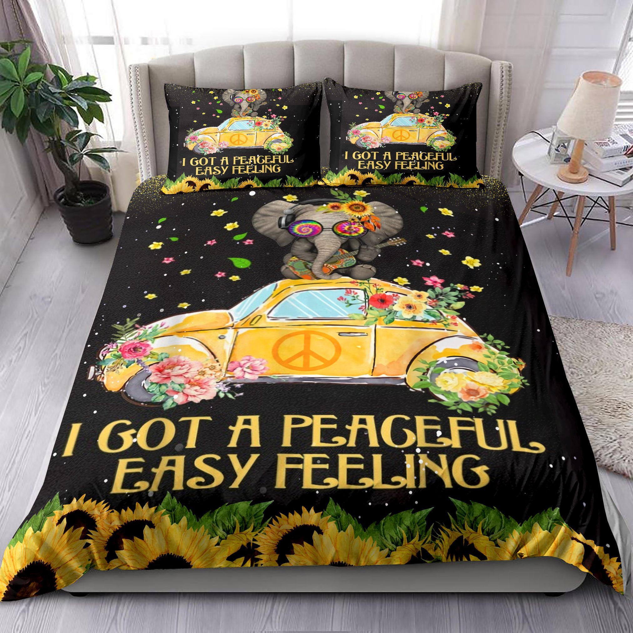 I Got A Peaceful Easy Feeling Funny Elephant Bedding Set