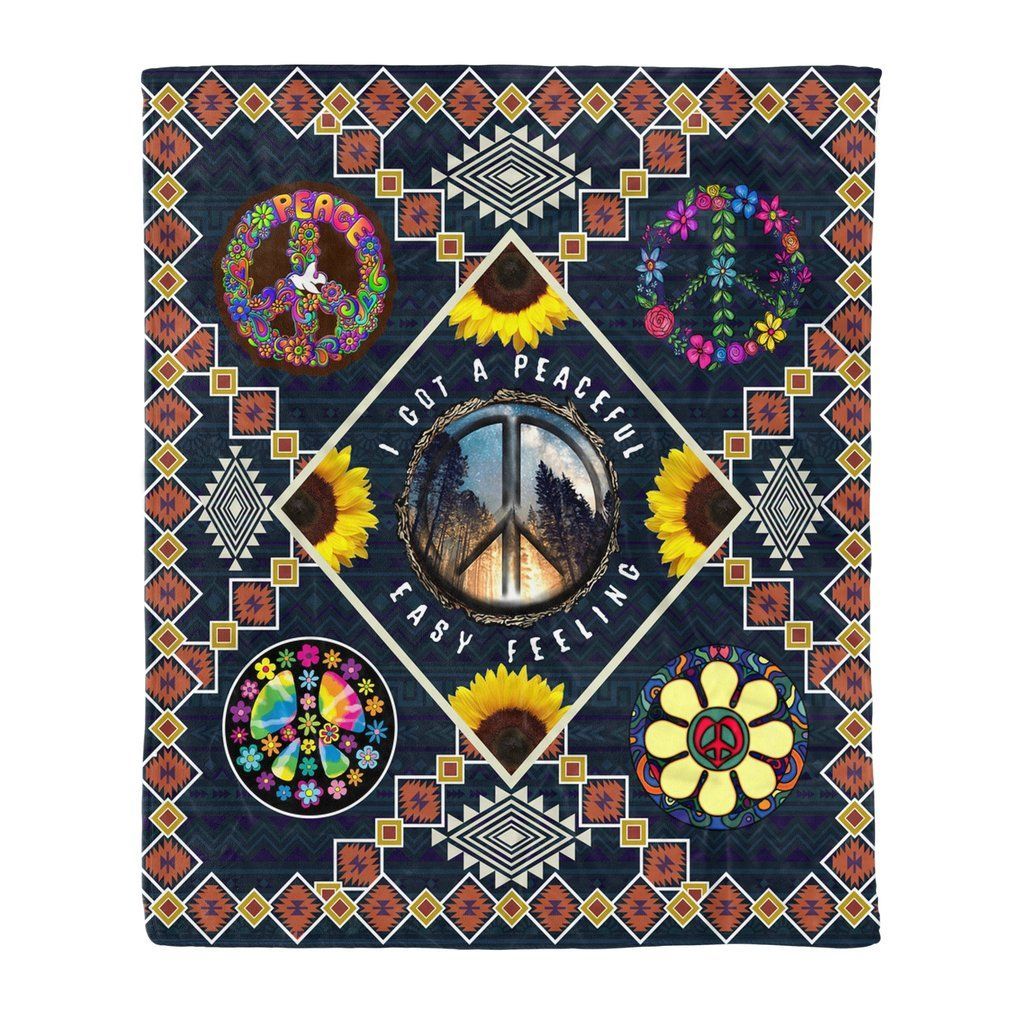I Got A Peaceful Hippie Sunflower Sherpa Fleece Blanket