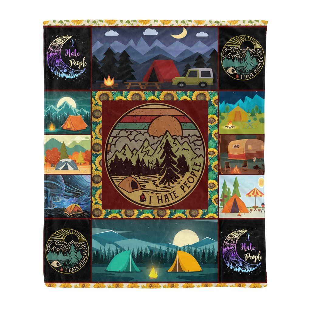 I Hate People Camping Sherpa Fleece Blanket