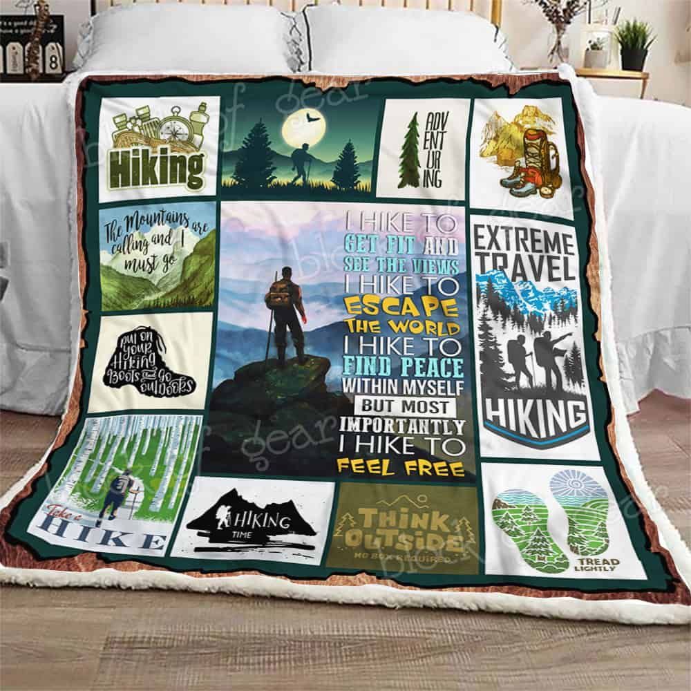 I Hike To Feel Free Hiking Fleece Blanket