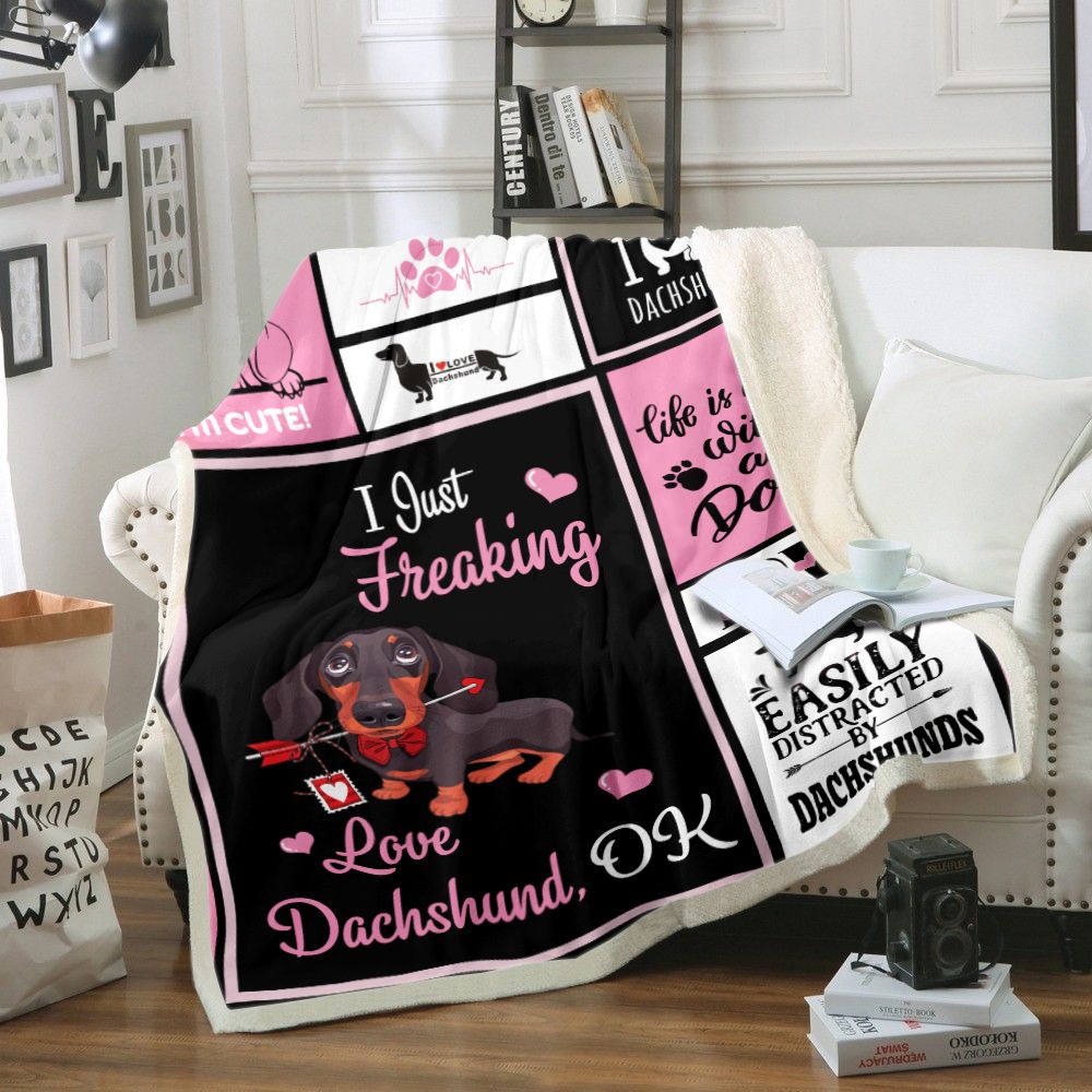 I Just Freaking Love Dachshund Ok Fleece Blanket