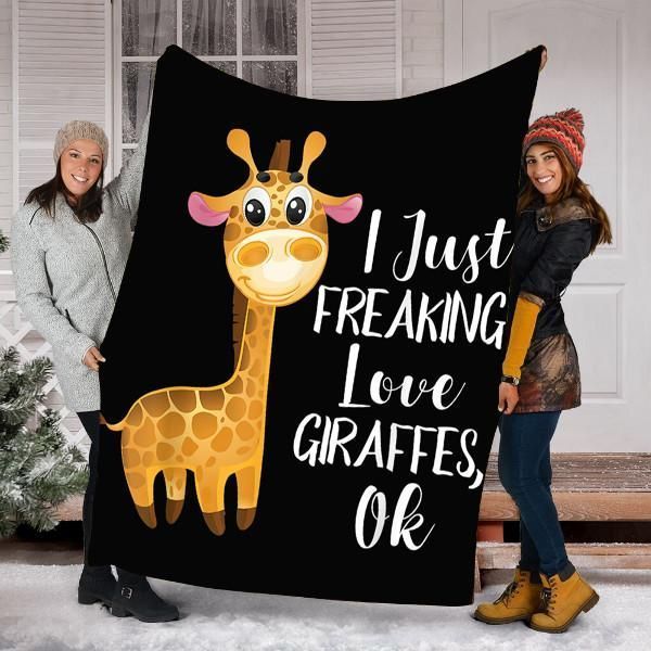 I Just Freaking Love Giraffes Sherpa Fleece Blanket