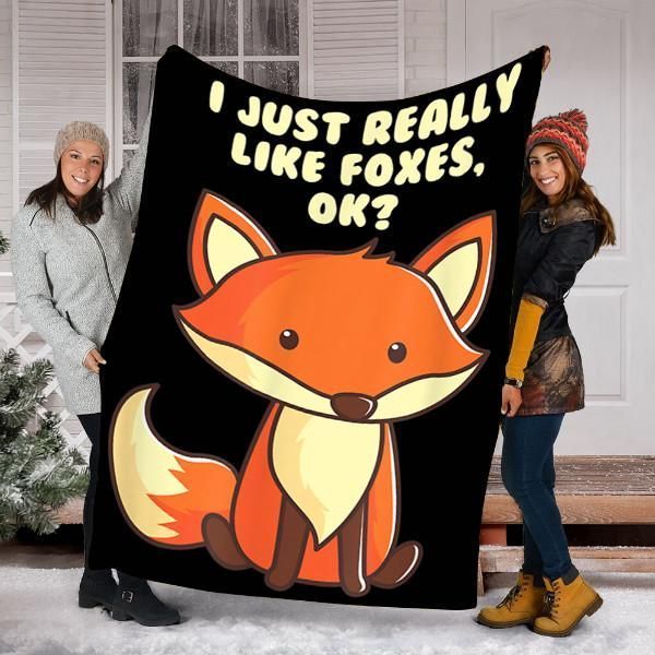 I Just Really Like Foxes Sherpa Fleece Blanket