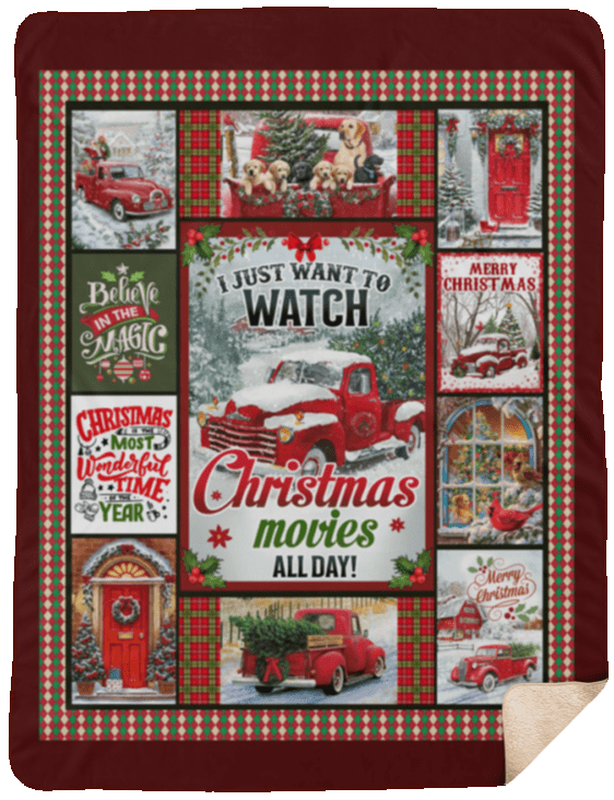 I Just Want To Watch Christmas Sherpa Fleece Blanket