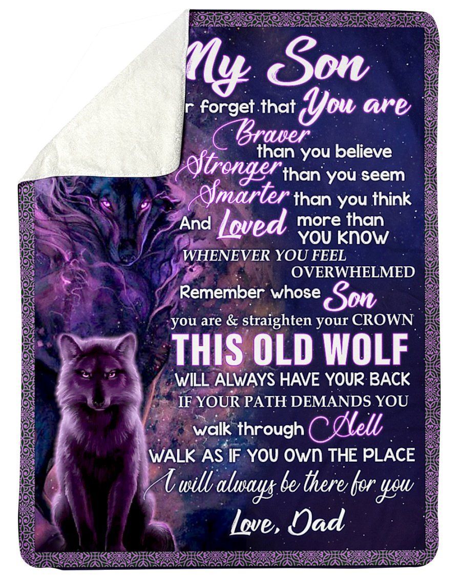 I’ll Always Be There For You Dad To Son Purple Fleece Blanket Sherpa Blanket