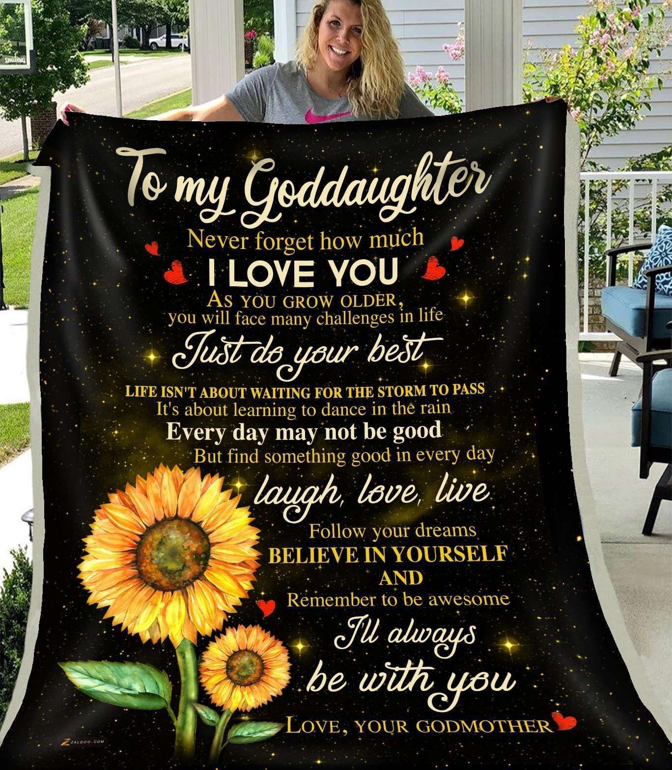I’ll Always Be With You Sunflower Blanket Giving Goddaughter