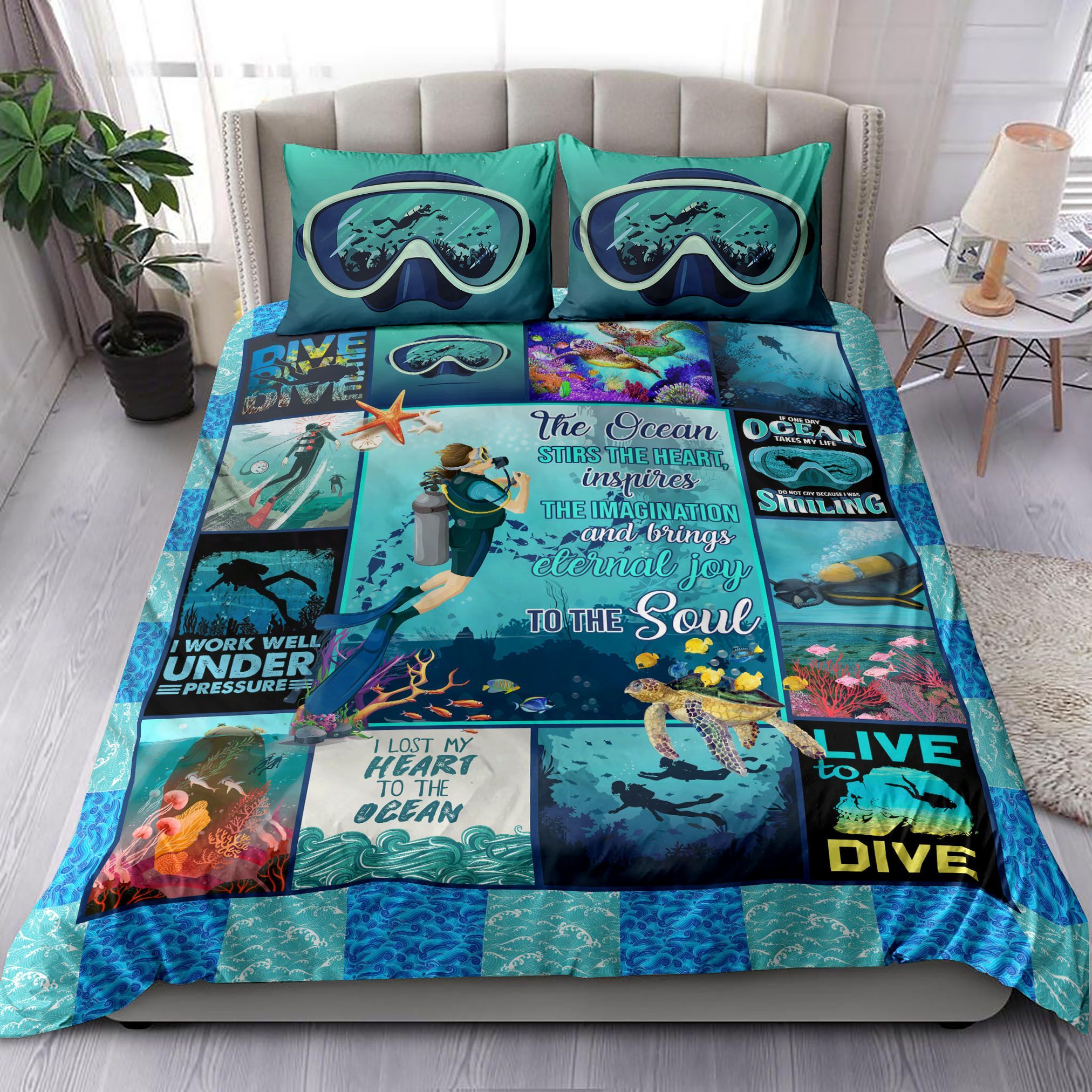 I Lost My Heart To The Ocean Scuba Diving Bedding Set