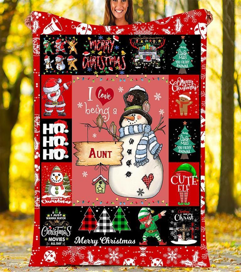 I Love Being A Aunt Christmas Sherpa Fleece Blanket