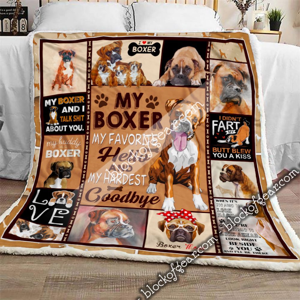 I Love Boxer Dog Sherpa Fleece Blanket