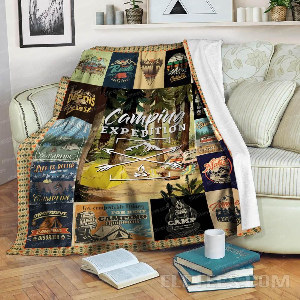 I Love Camping Sherpa Fleece Blanket