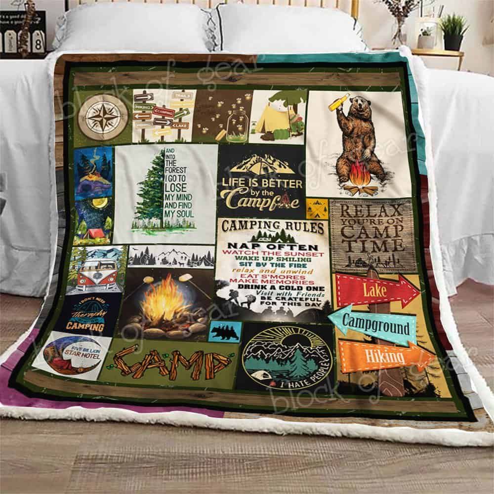 I Love Camping Fleece Blanket