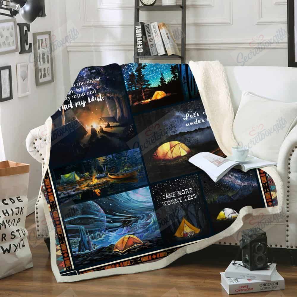 I Love Camping Fleece Blanket