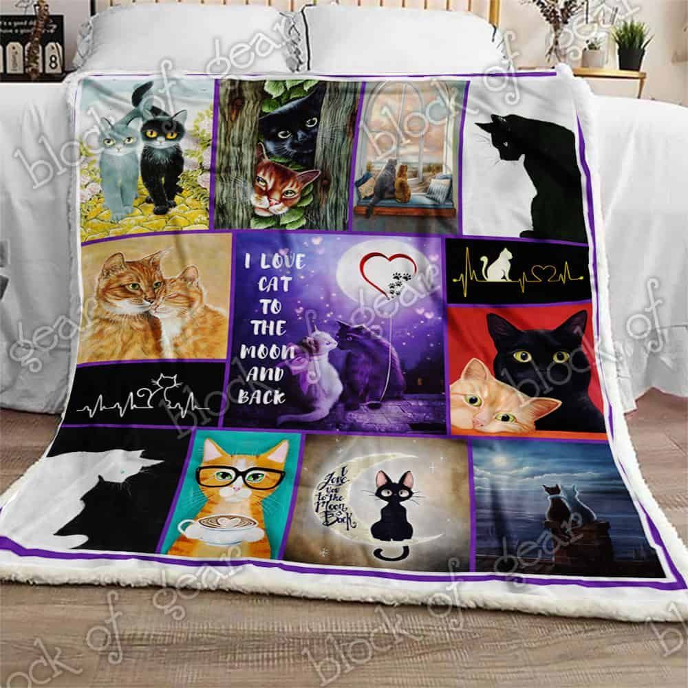 I Love Cat To The Moon And Back Fleece Blanket