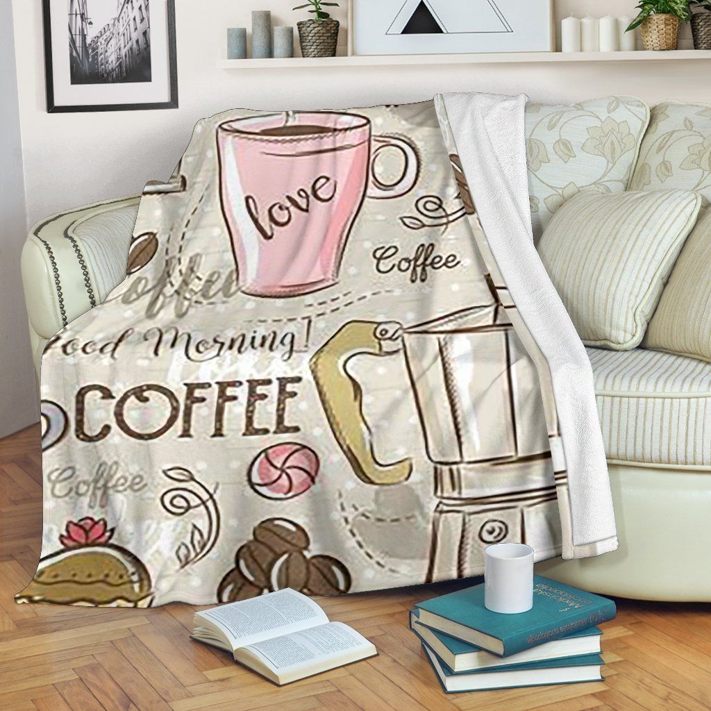 I Love Coffee Sherpa Fleece Blanket