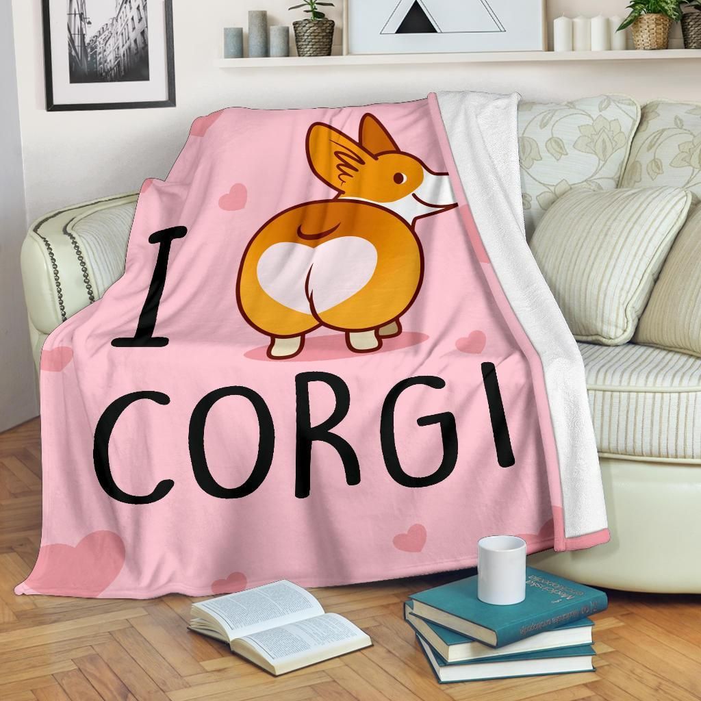 I Love Corgi Sherpa Fleece Blanket