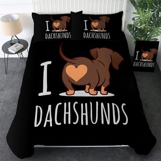 I Love Dachshun Bedding Set