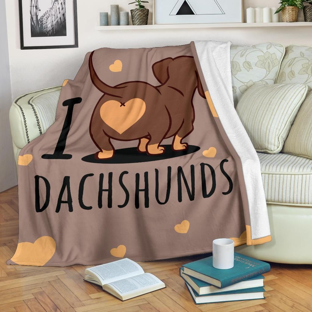 I Love Dachshund Sherpa Fleece Blanket