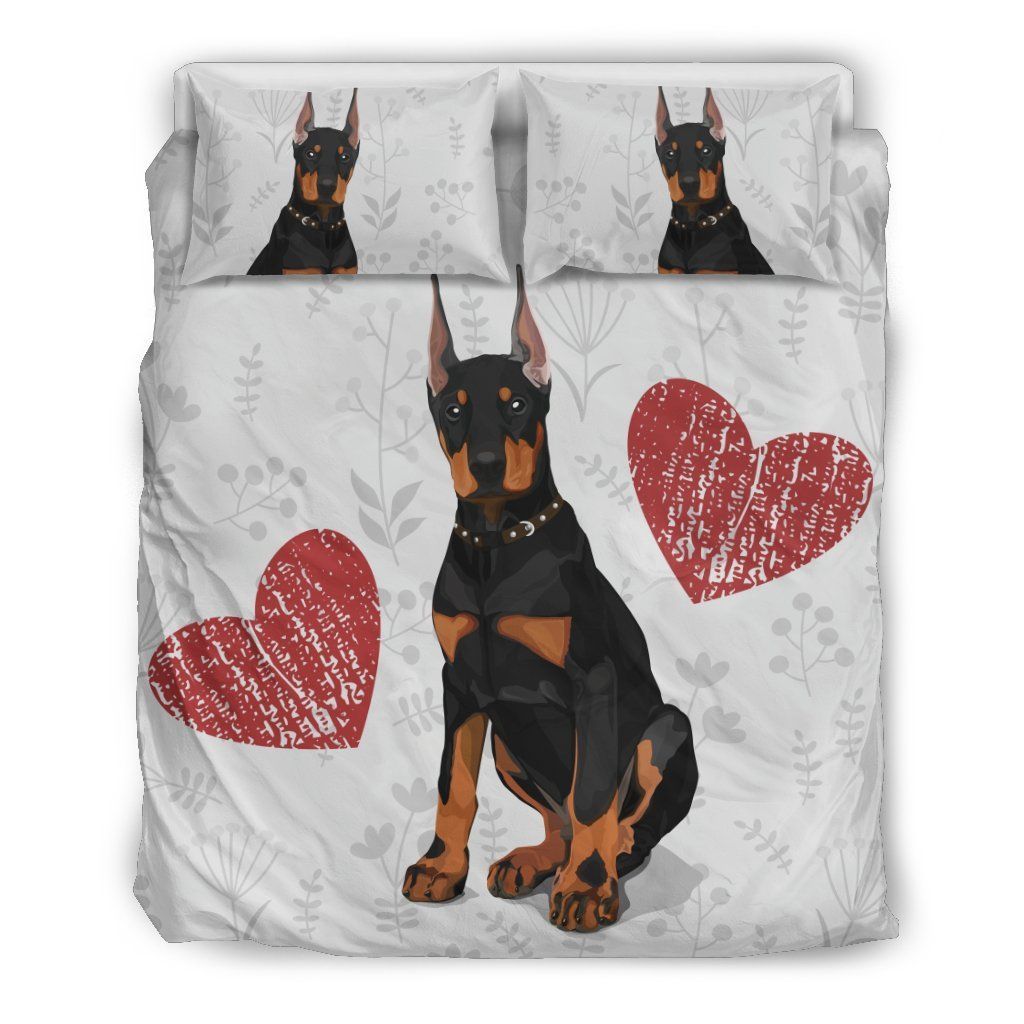 I Love Dobermans Bedding Set