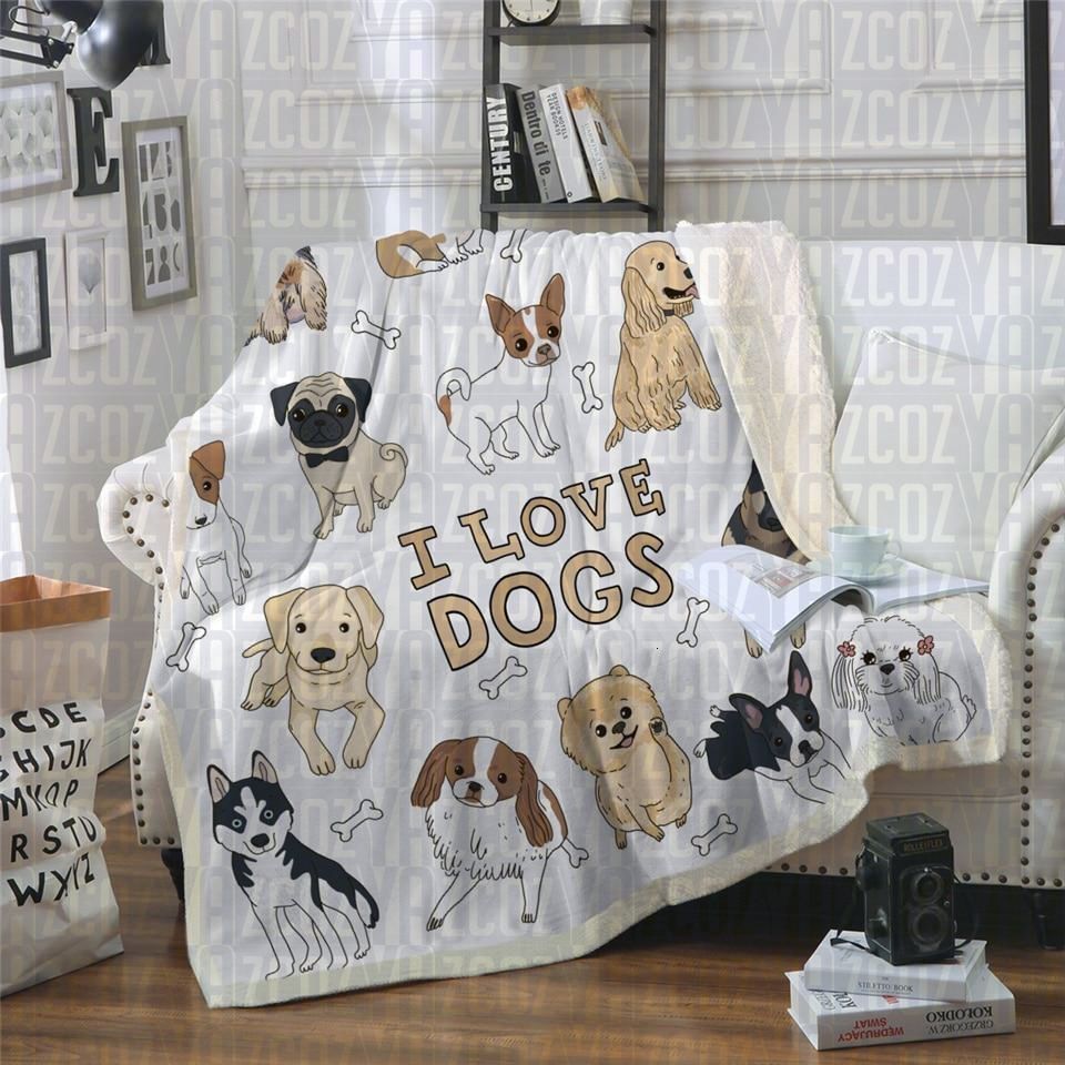 I Love Dogs Sherpa Fleece Blanket