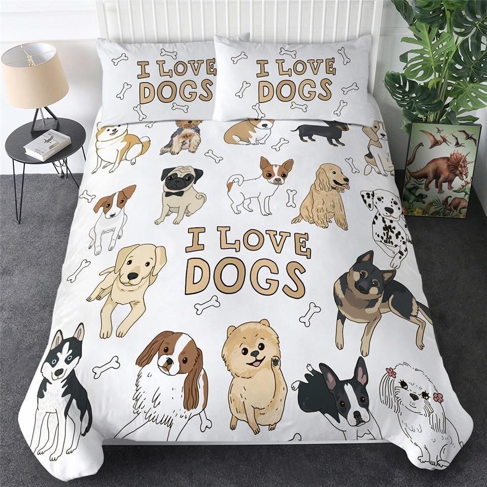I Love Dogs Bedding Set