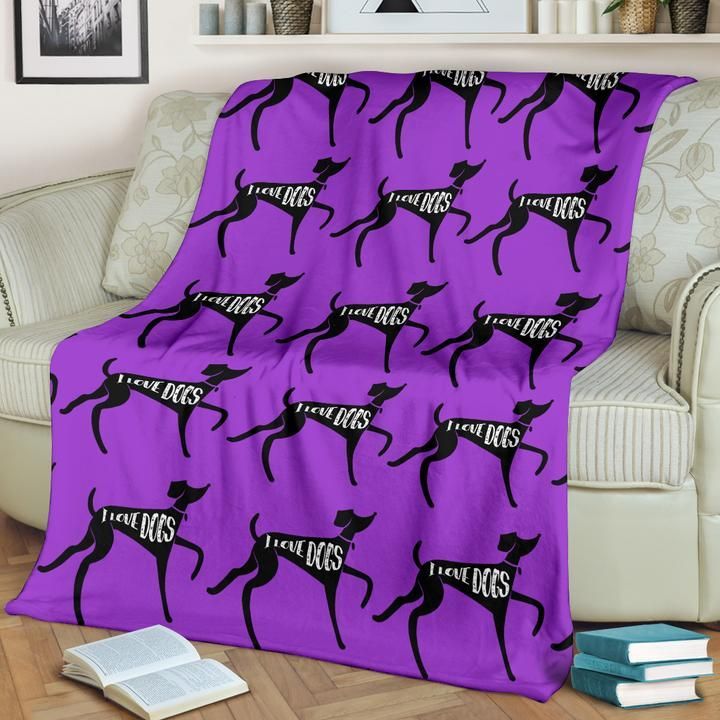 I Love Dogs Purple Sherpa Fleece Blanket