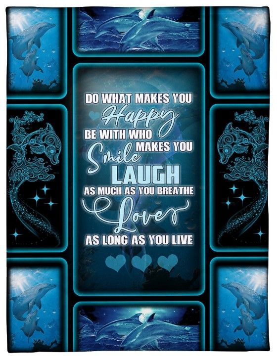 I Love Dolphins Sherpa Fleece Blanket