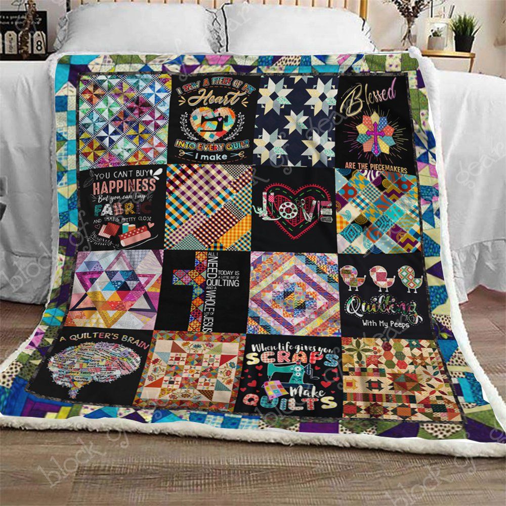 I Love Fabric Quilting Sherpa Fleece Blanket