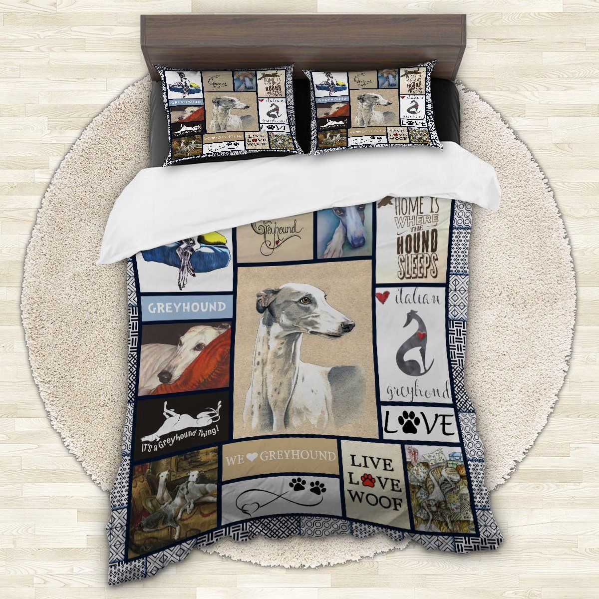 I Love Greyhound Bedding Set