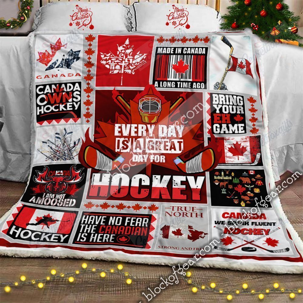 I Love Hockey Canada Fleece Blanket