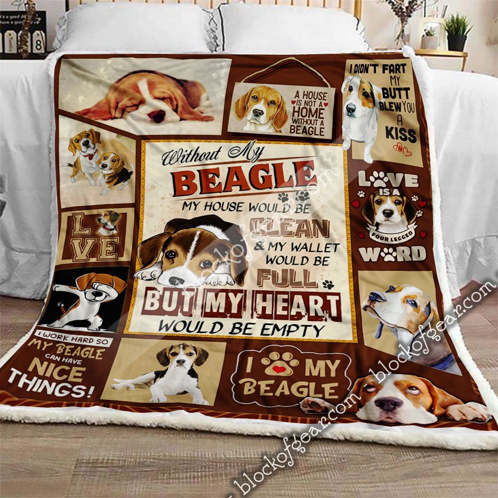 I Love My Beagle Dog Sherpa Fleece Blanket