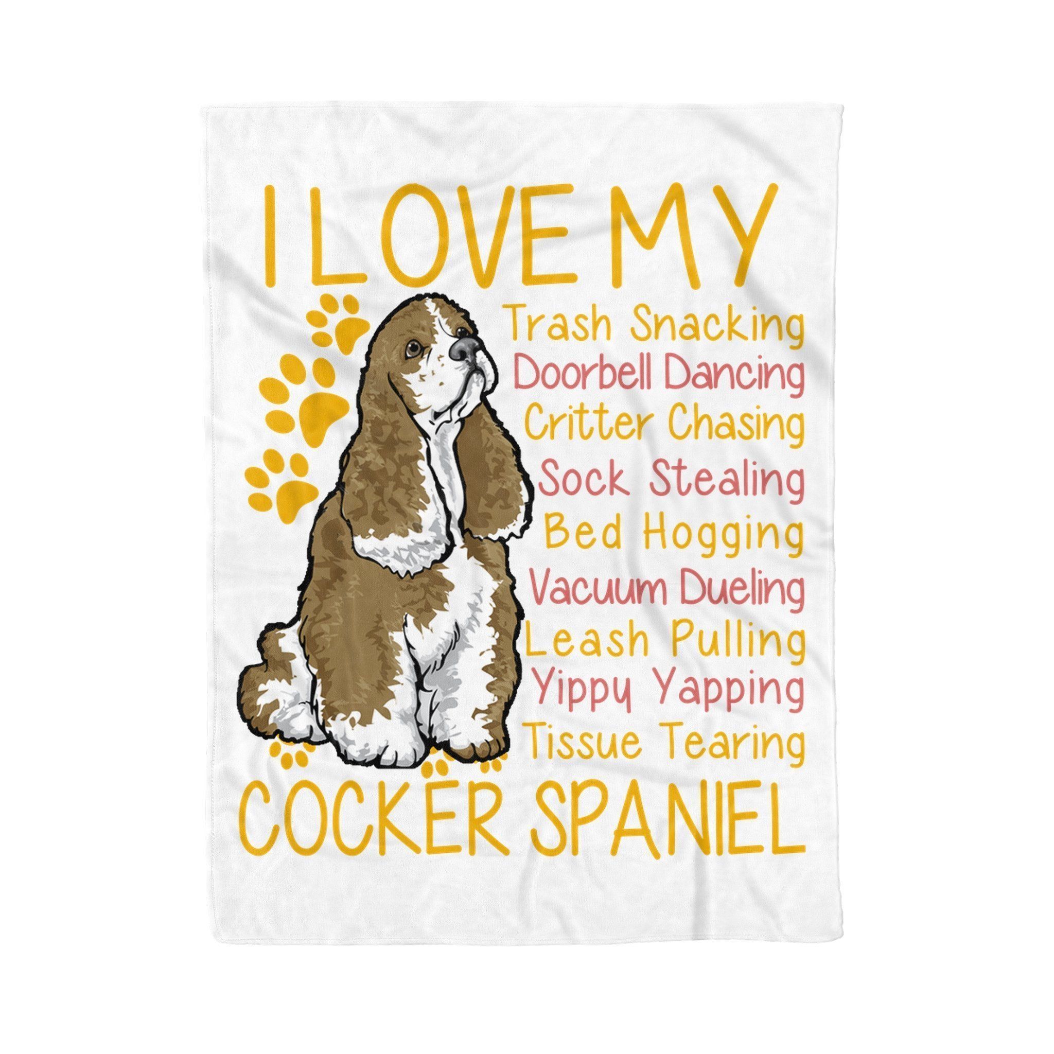 I Love My Cocker Spaniel Fleece Blanket For Dog Lovers