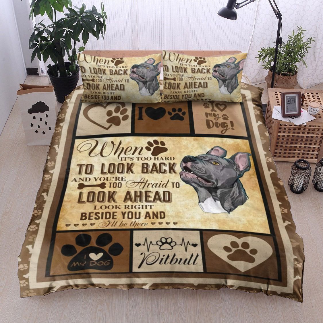 I Love My Pitbull Dog Bedding Set