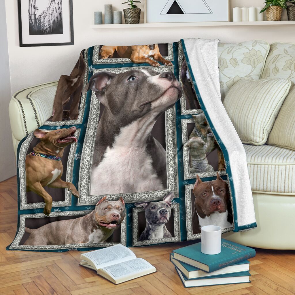 I Love Pitbull Fleece Blanket Gift For Dog Lovers Fleece Blanket