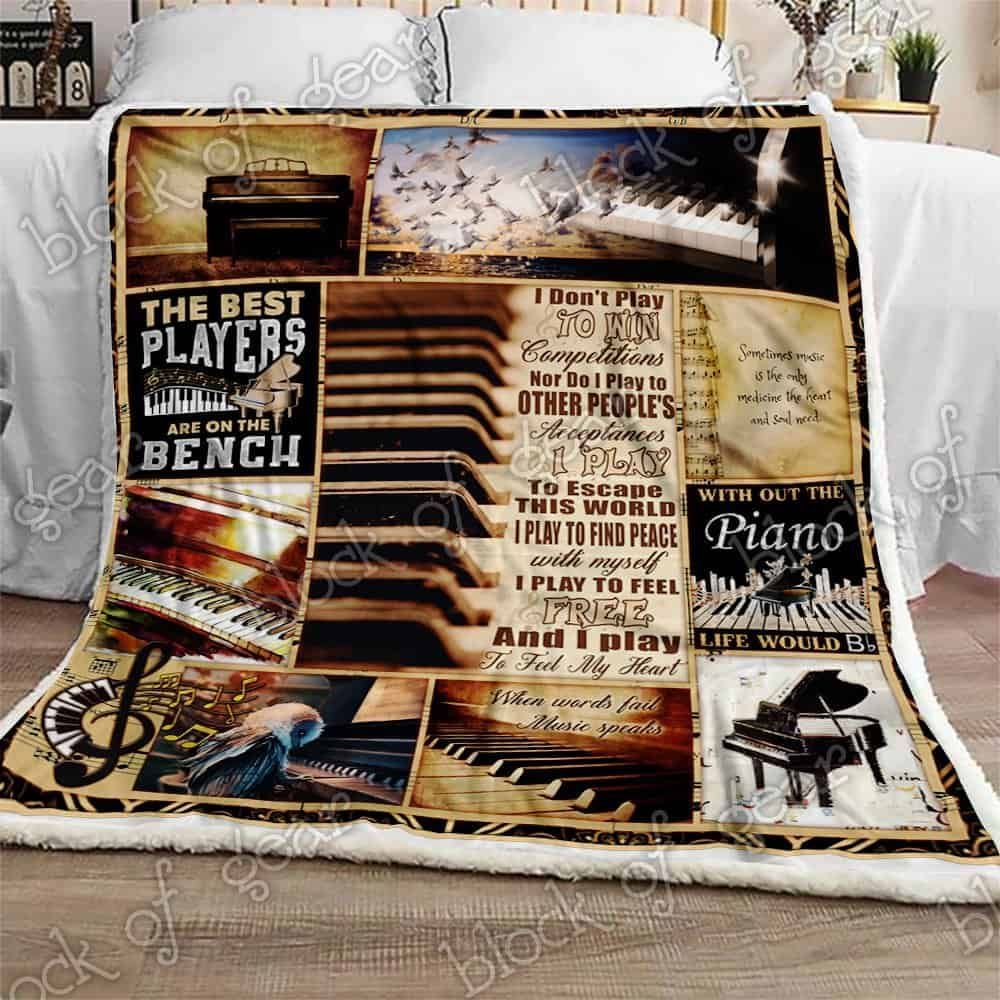 I Love Playing Piano Fleece Blanket