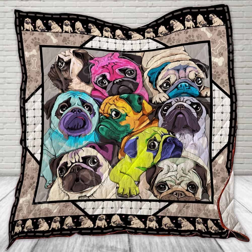I Love Pugs CLM270657 Quilt Blanket