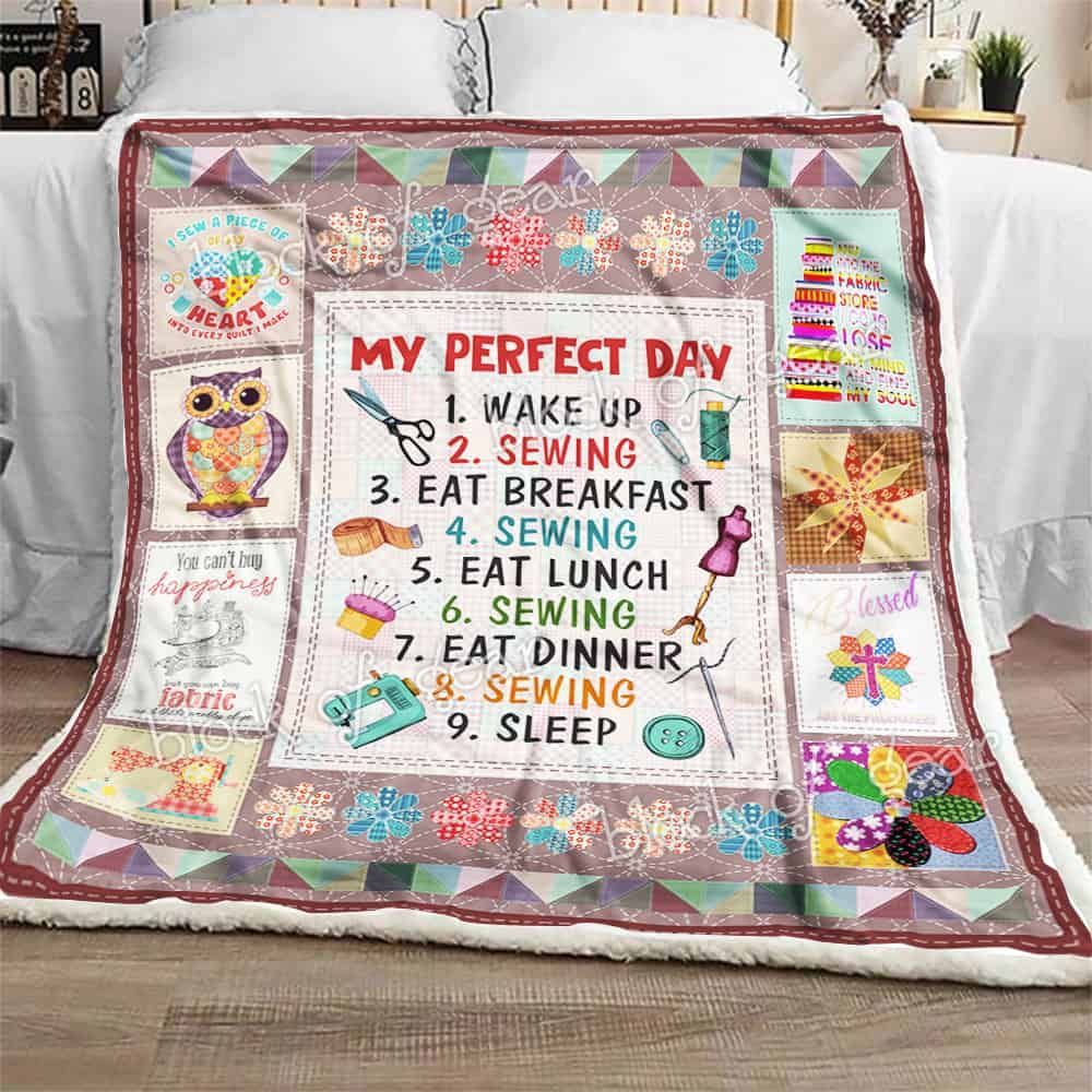 I Love Sewing Fleece Blanket