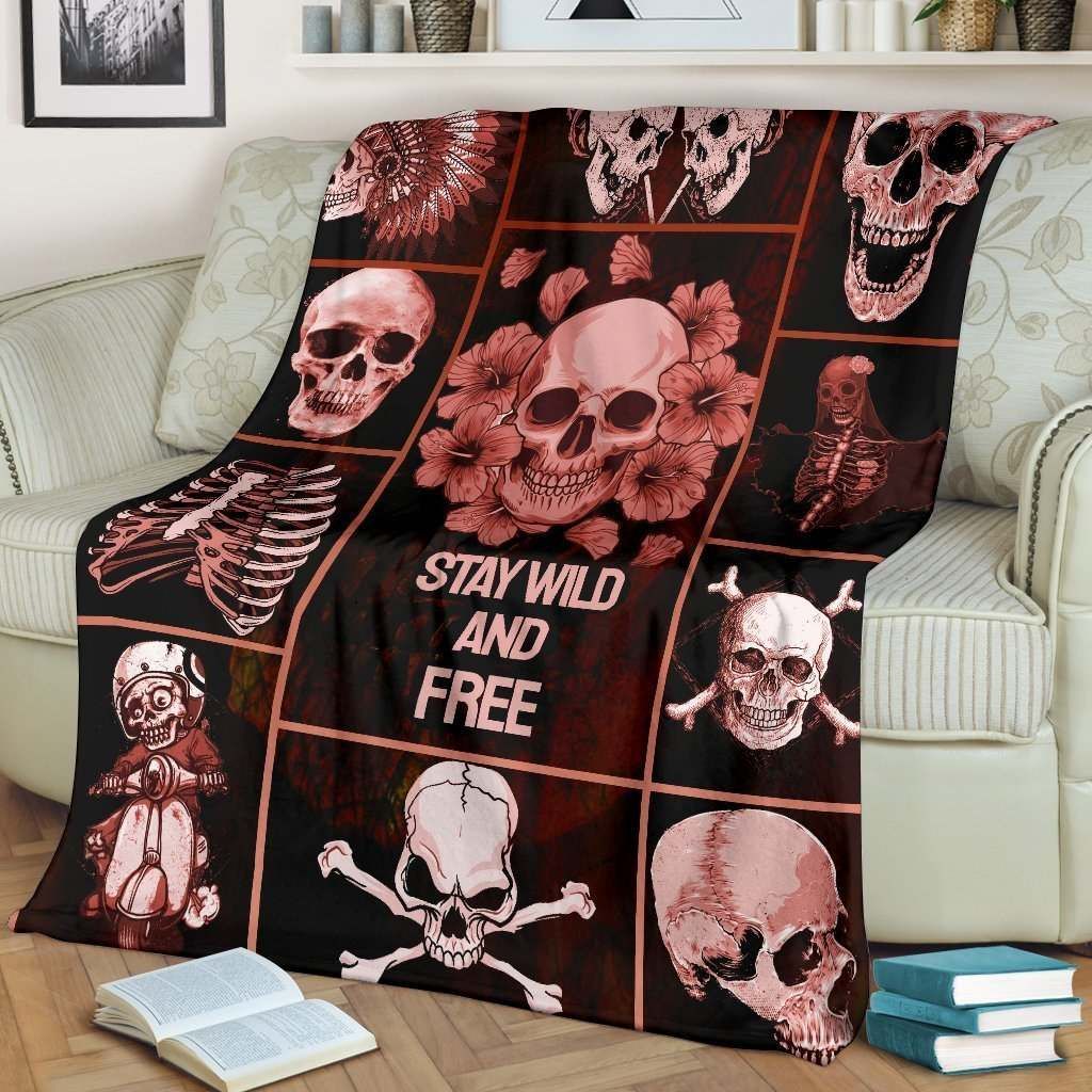 I Love Skull New Beautiful Fleece Blanket