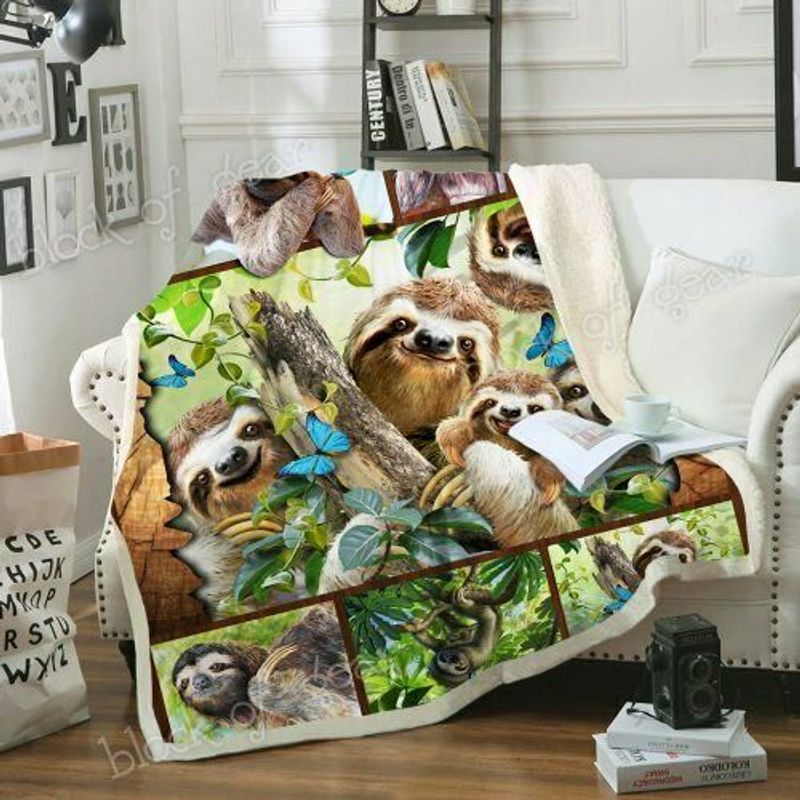 I Love Sloth Sherpa Fleece Blanket