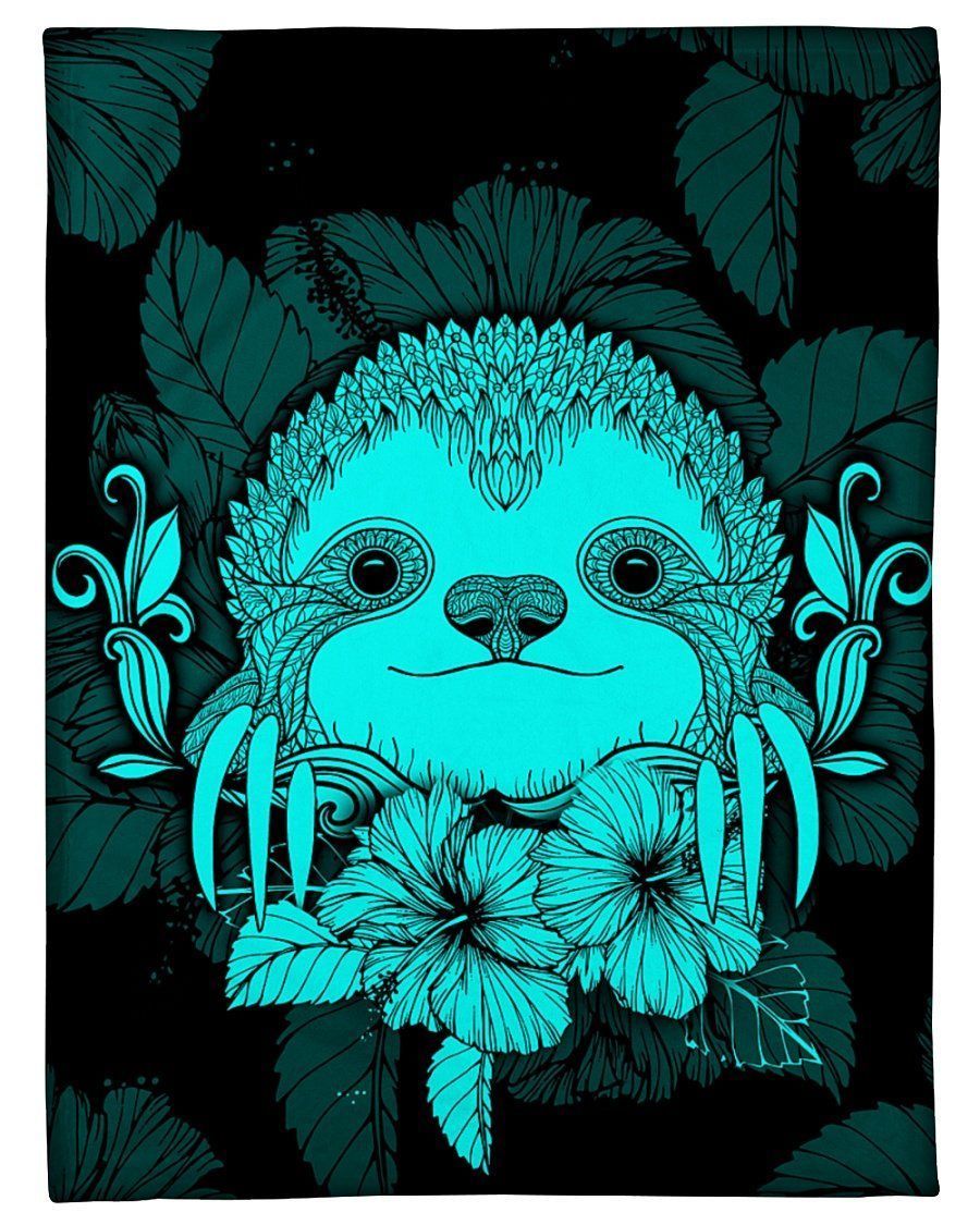 I Love Sloths With Flowers Image Great Gift For Sloths Lovers Fleece Blanket