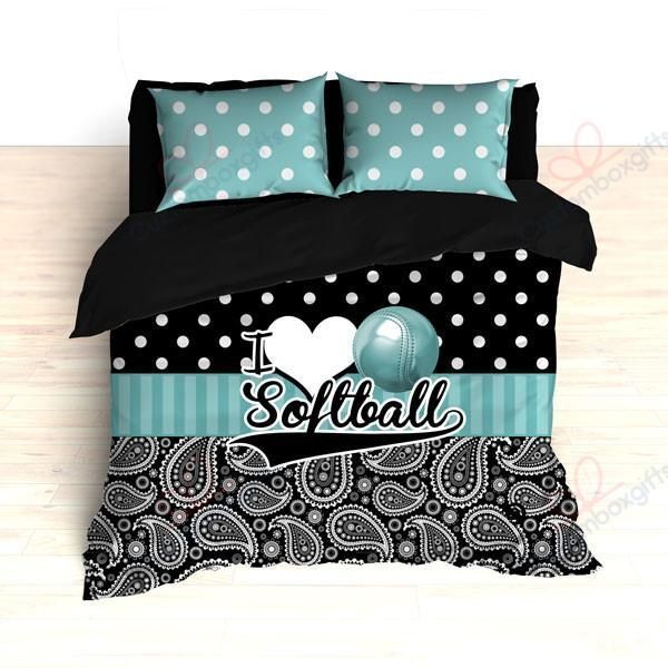 I Love Softball Bedding Set