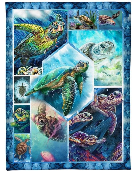 I Love Turtles Sherpa Fleece Blanket