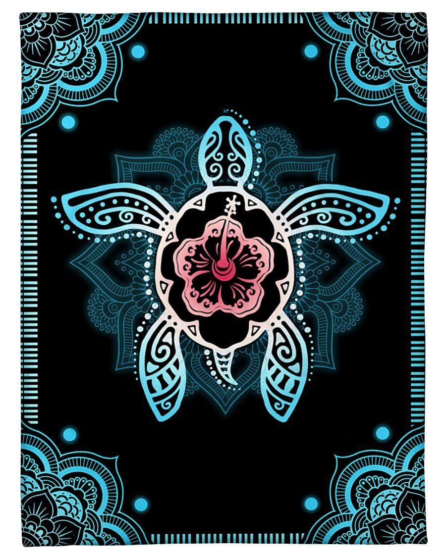 I Love Turtles Mandala Fleece Blanket
