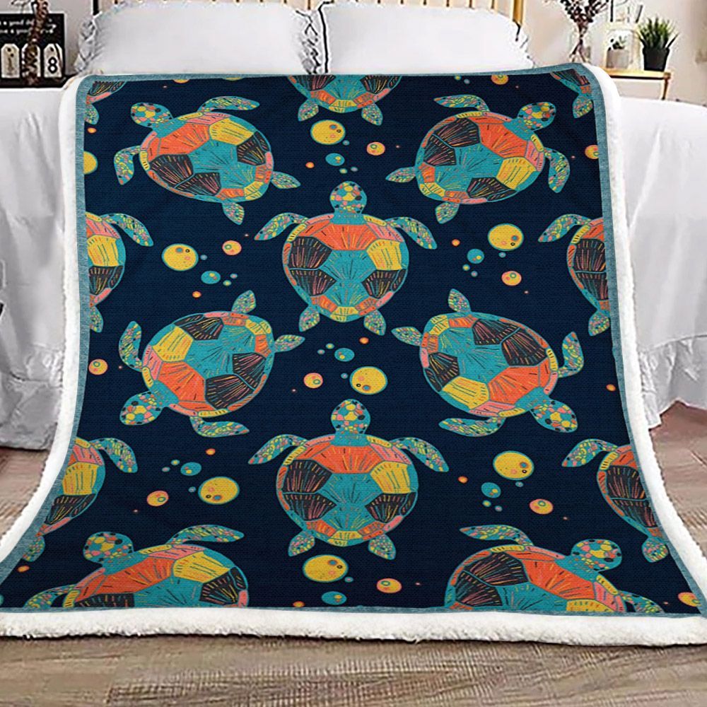I Love Turtles Sherpa Fleece Blanket