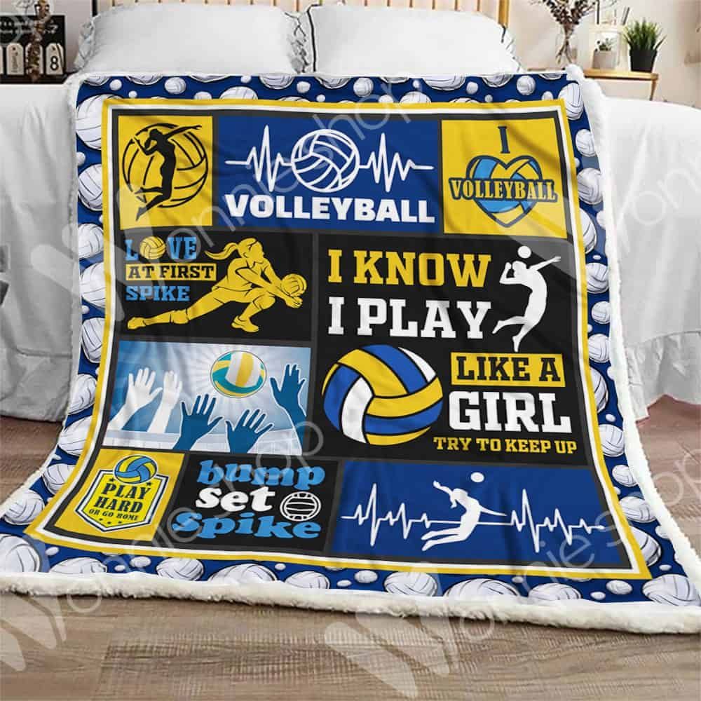 I Love Volleyball Sherpa Fleece Blanket