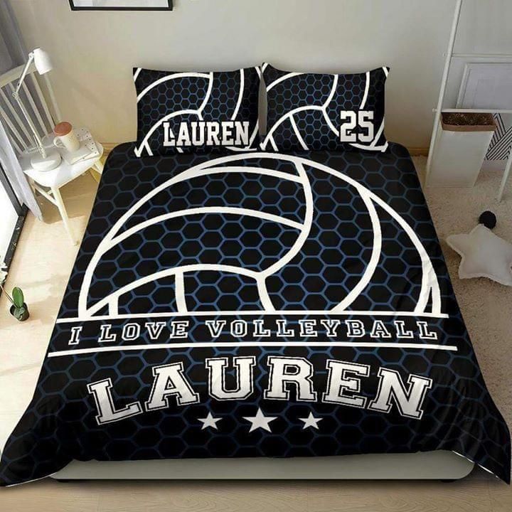 I Love Volleyball Lauren Stars Bee Hive Patterns  Bedding Set