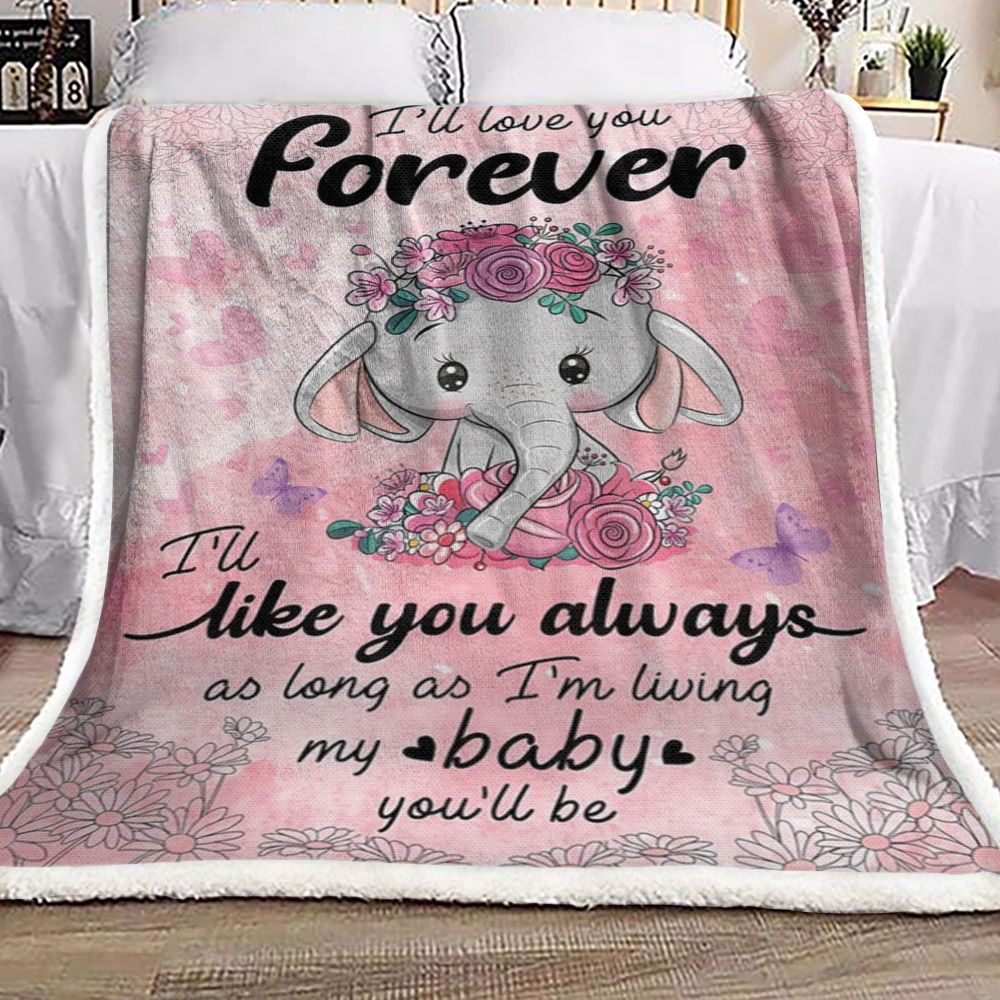 I Love You Elephant Sherpa Fleece Blanket