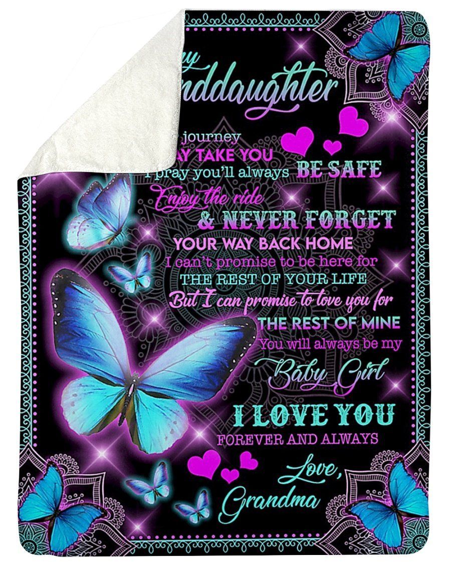 I Love You Forever Butterflies To Granddaughter Fleece Blanket Sherpa Blanket
