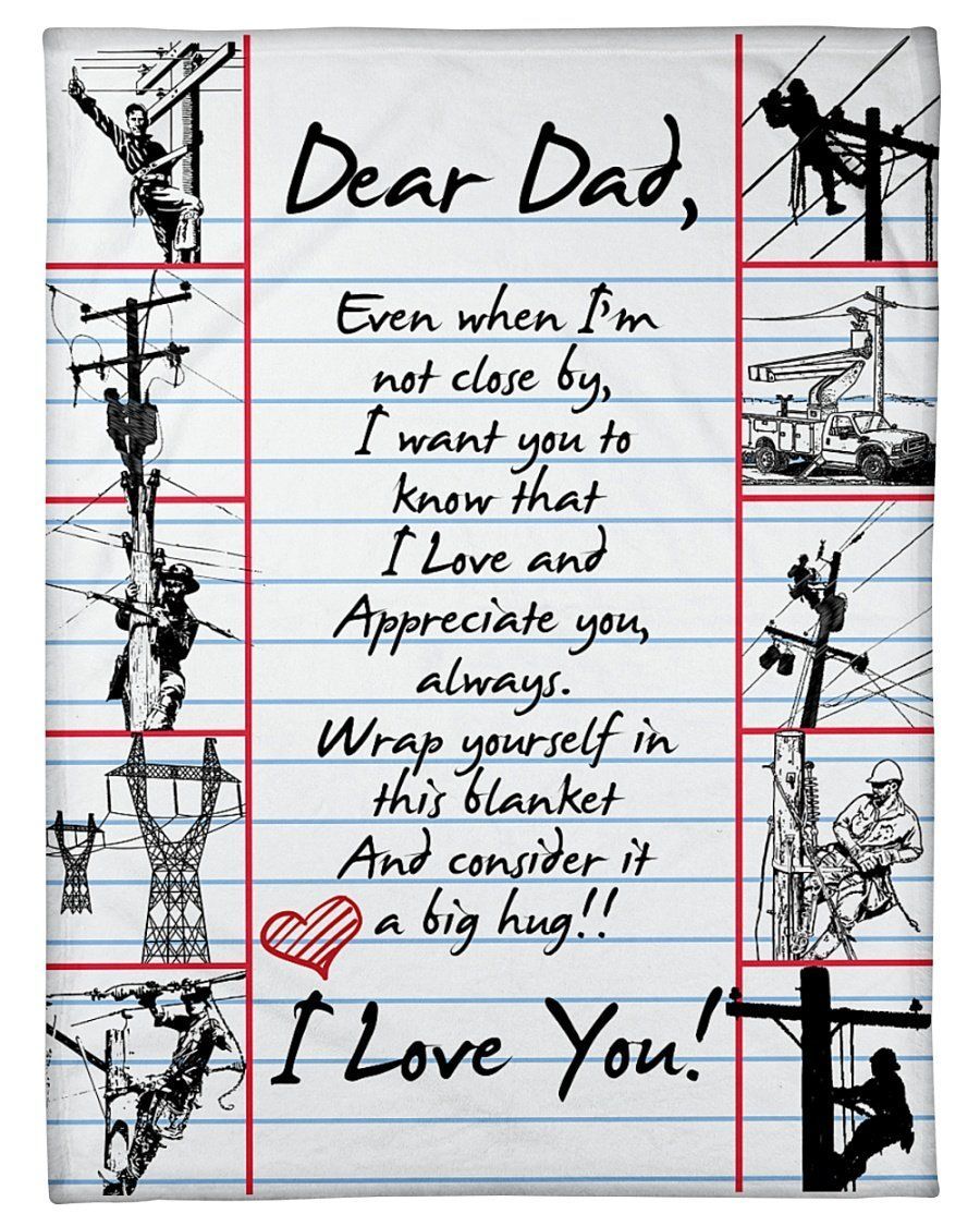 I Love You Giving Lineman Dad Fleece Blanket Fleece Blanket