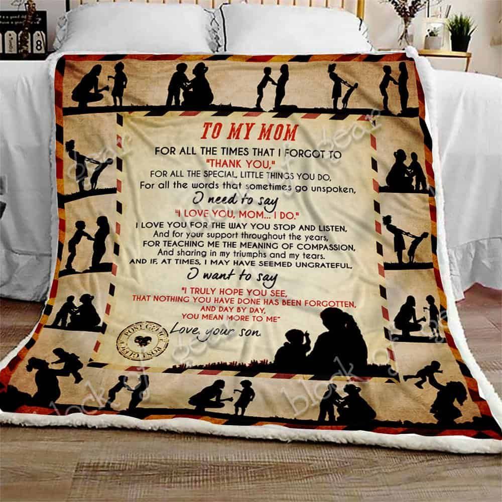 I Love You Mom And Son Fleece Blanket